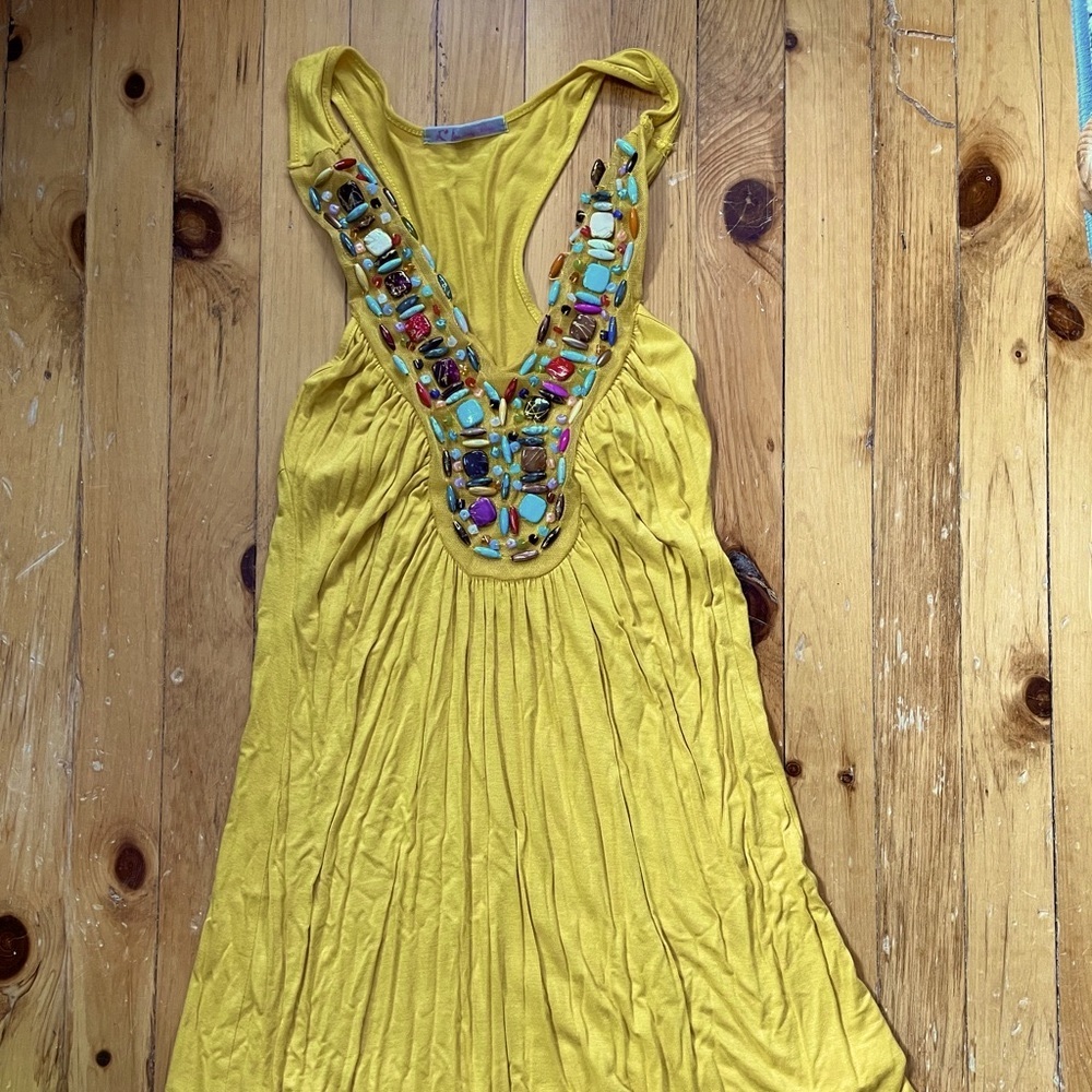 Julie’s closet mustard yellow beaded dress - Picture 2 of 5